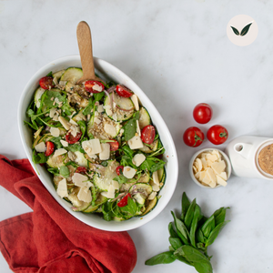 Salade de courgettes et tomates cerise au parmesan