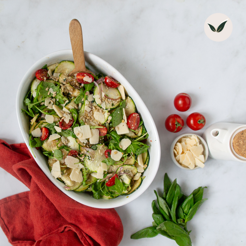 Salade de courgettes et tomates cerise au parmesan
