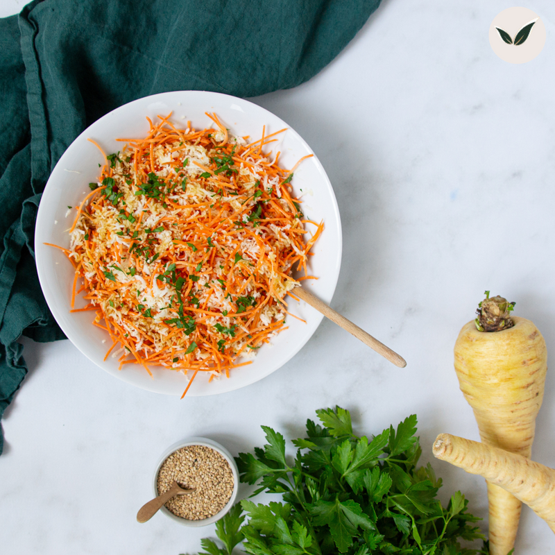Salade de carottes et panais râpés au sésame