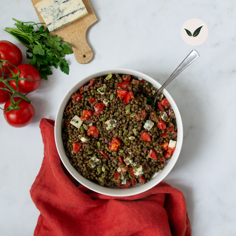 Salade de lentilles aux tomates et au gorgonzola