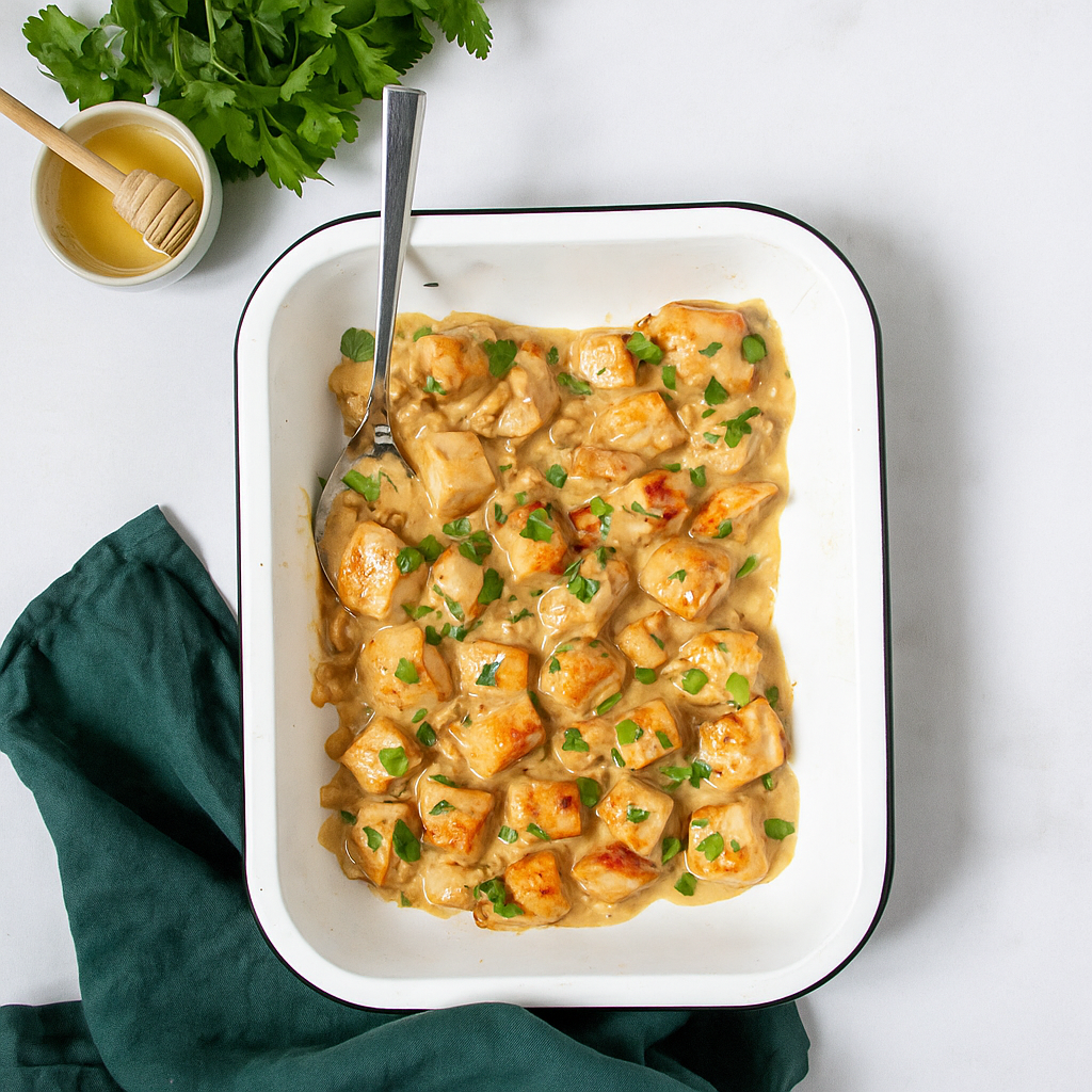 Poulet mariné au miel et polenta crémeuse