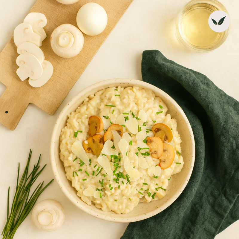 Risotto forestier et salade d'accompagnement
