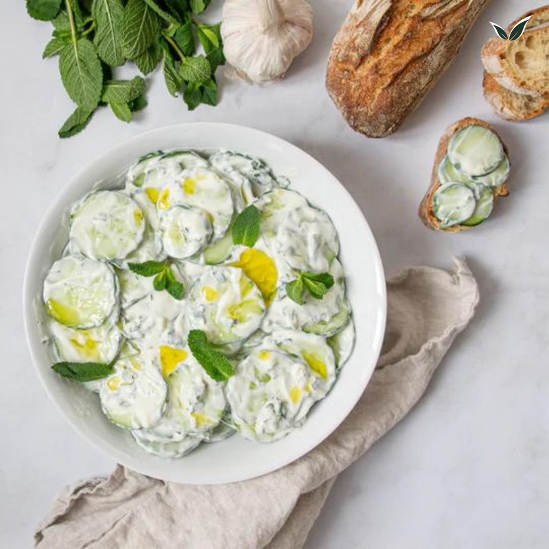 Concombres à la crème façon tzatziki