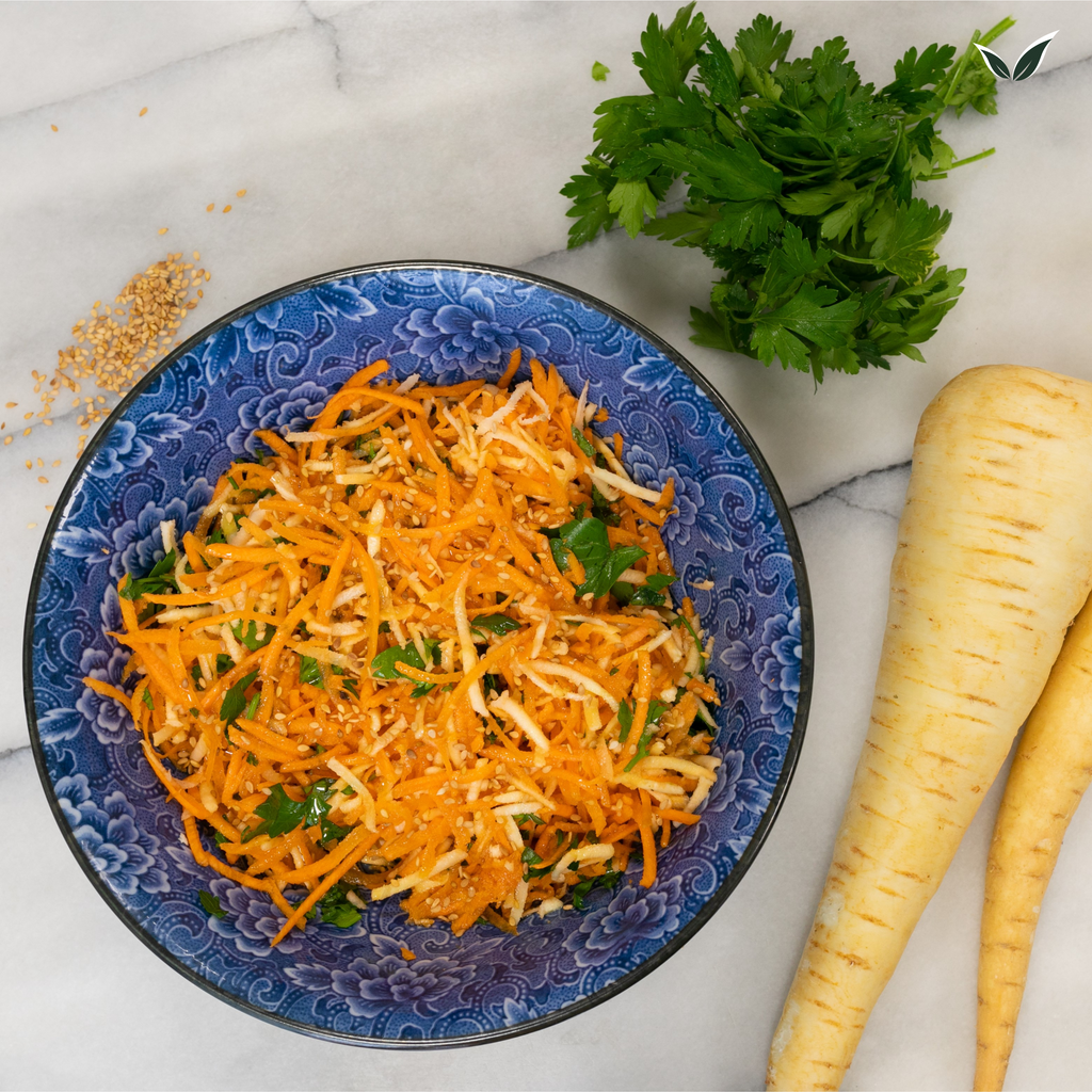 Salade de carottes et panais râpés au sésame