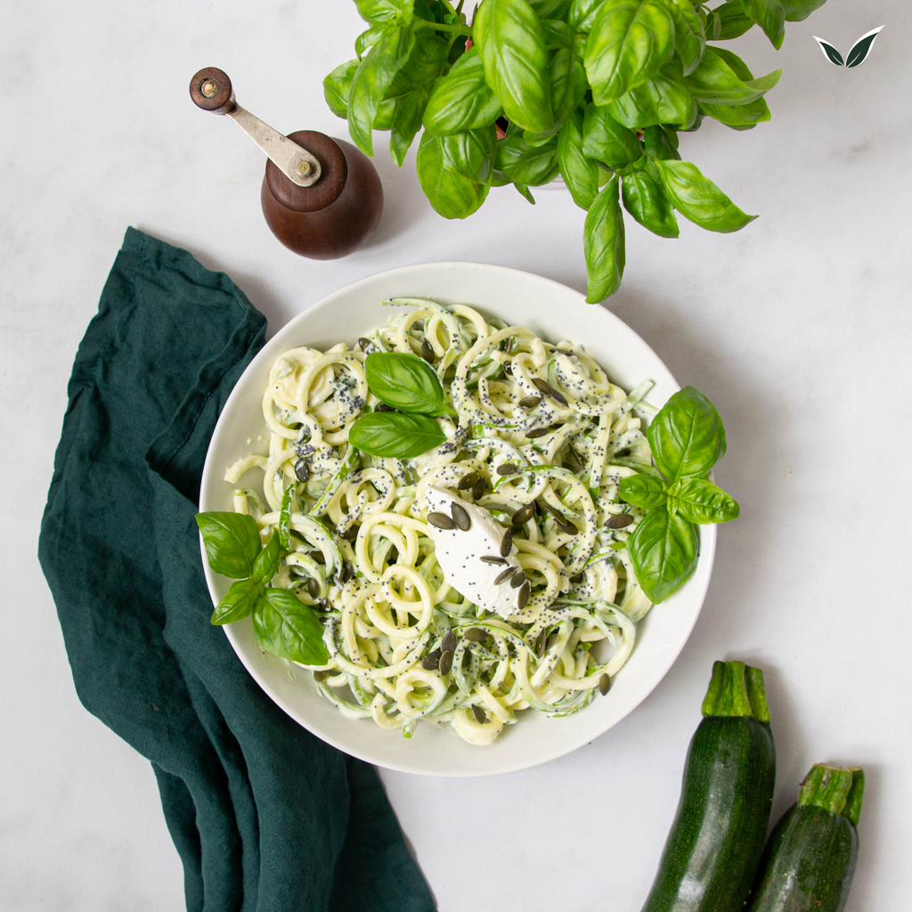 Salade de courgettes à la ricotta et au basilic