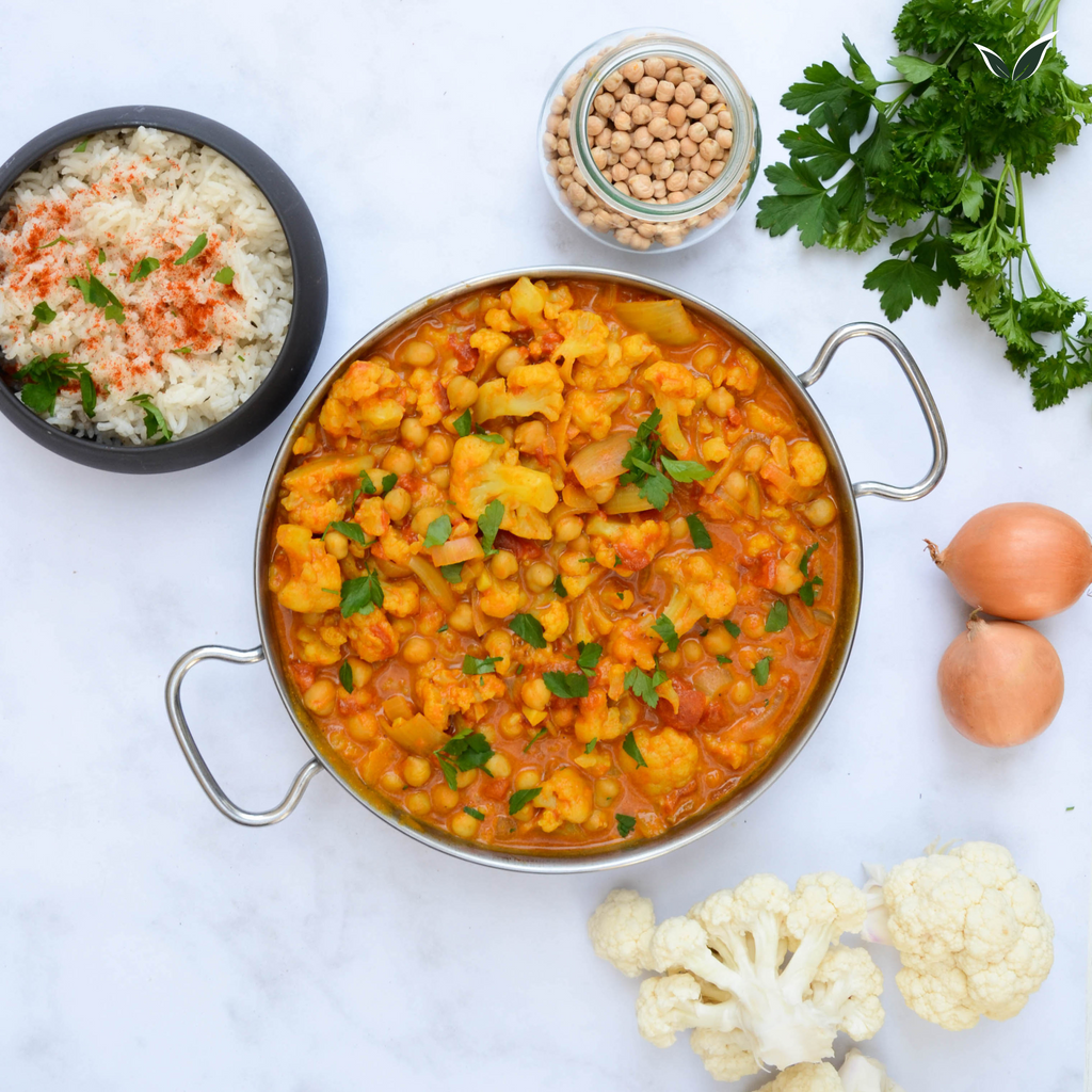 Curry de légumes aux pois chiches et riz parfumé