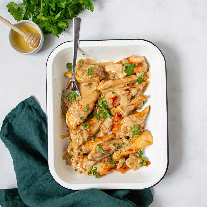 Poulet mariné au miel et polenta crémeuse