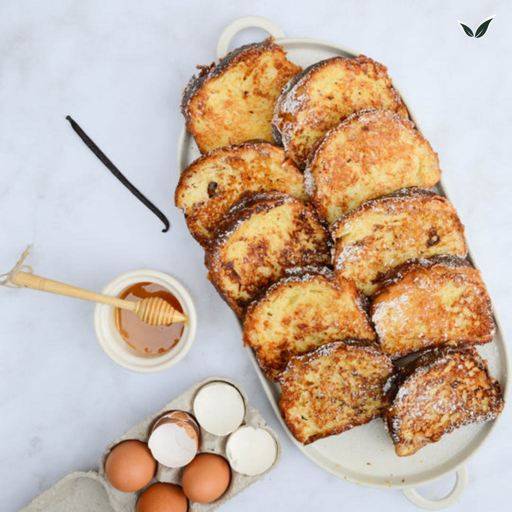 Brioche perdue au miel, à la fleur d'oranger et à la vanille