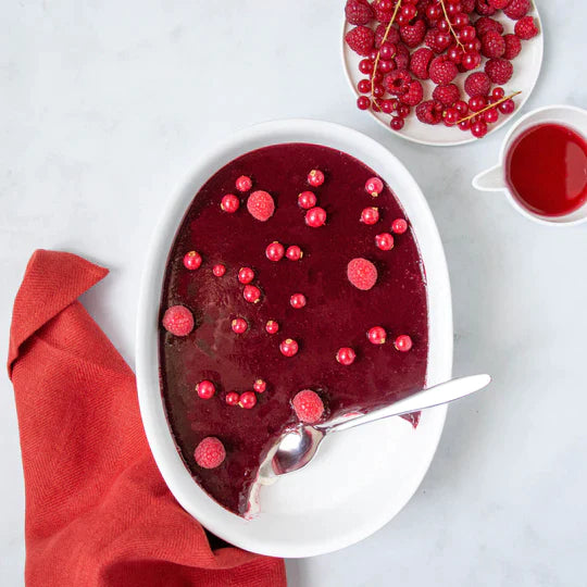 Panna cotta au coulis de fruits rouges